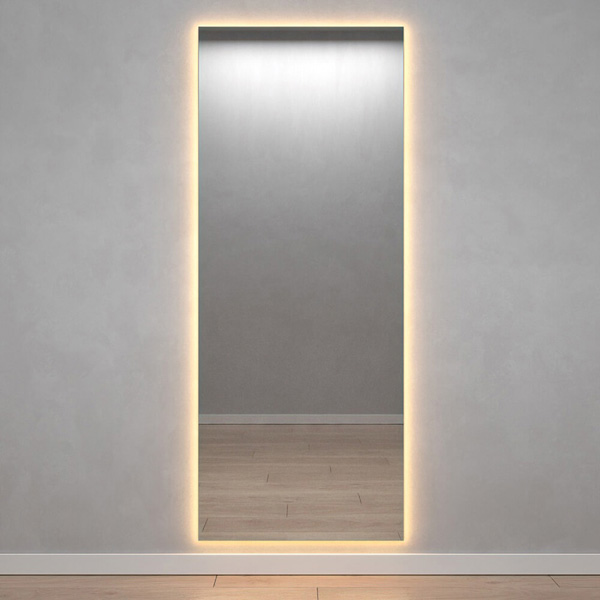 Зеркало безрамное с подсветкой HALFEO SLIM NF LED XL от компании GENGLASS, 199 x 79 см