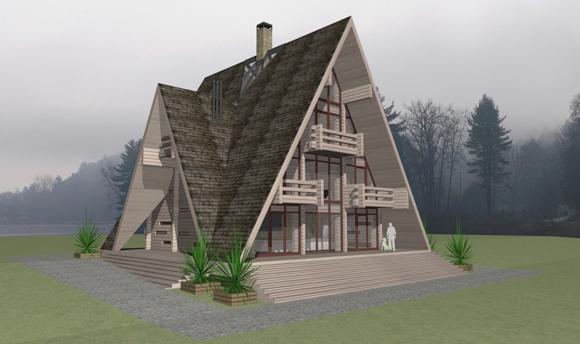 Эскизный проект загородного деревянного дома для семейного отдыха «Тайга». Архитектор Сергей Косинов