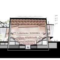 Проект концертного зала Tauras в Вильнюсе | Поперечный разрез | Orange architects, 2019