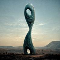 Midjourney. Prompt: curvilinear extraterrestrial sculpture