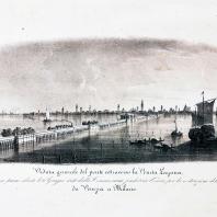 Джованни Пивидор (1812-1872) Общий вид моста через Венецианскую лагуну, около 1850 г.