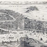 Юлиус Милхайзер (1621-1680) – гравер, Пьер Мортье (1661-1711) – издатель. Вид на Венецию сверху с островами Мурано и Торчелло, Амстердам, 1704