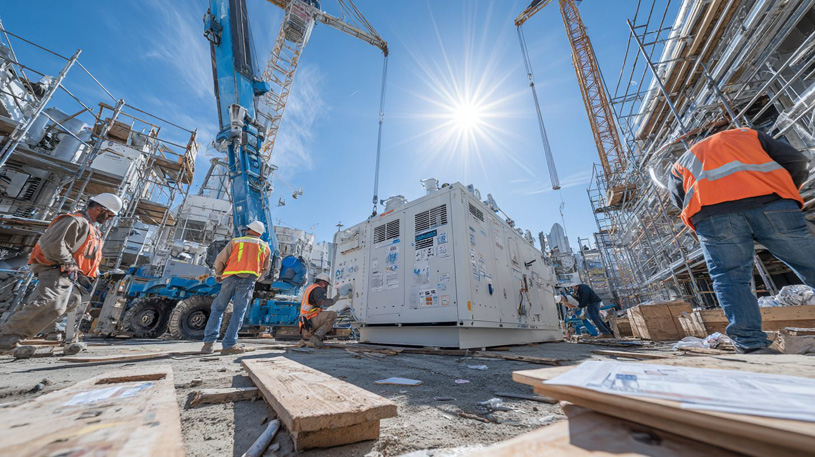 Процесс установки моноблочного чиллера на промышленном объекте