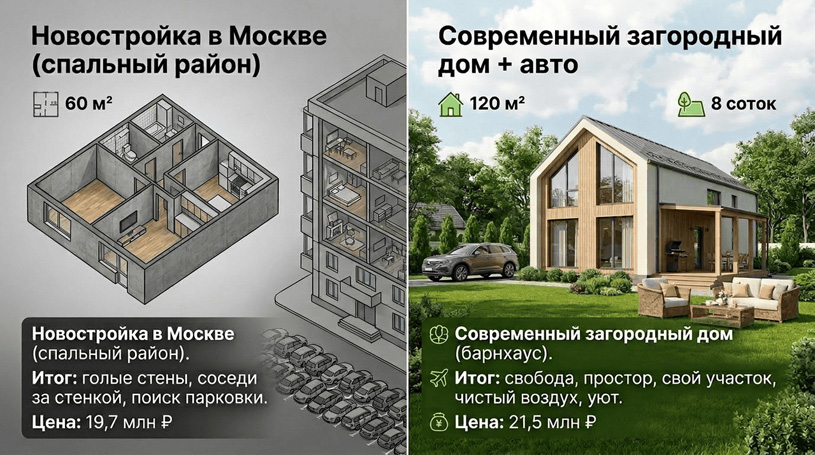 Сравнение преимуществ загородного дома в Подмосковье с квартирой в Москве