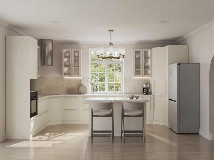 Кухонный гарнитур с эмалевысм фасадами