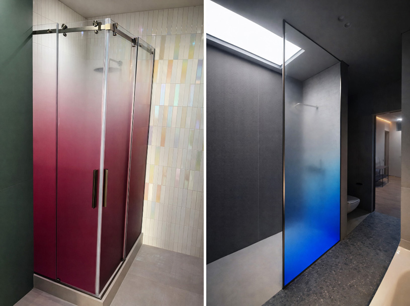 душевая: стекло с градиентом