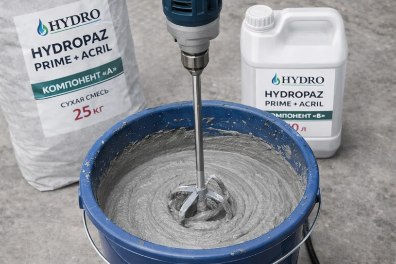 Полимерцементная и миниральная гидроизоляция HydroPaz Prime + Acril