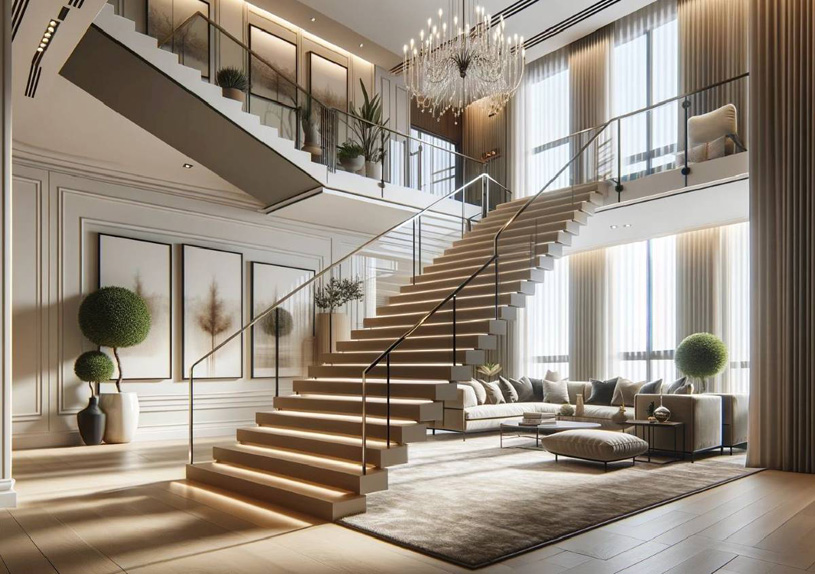 современная лестница в интерьере