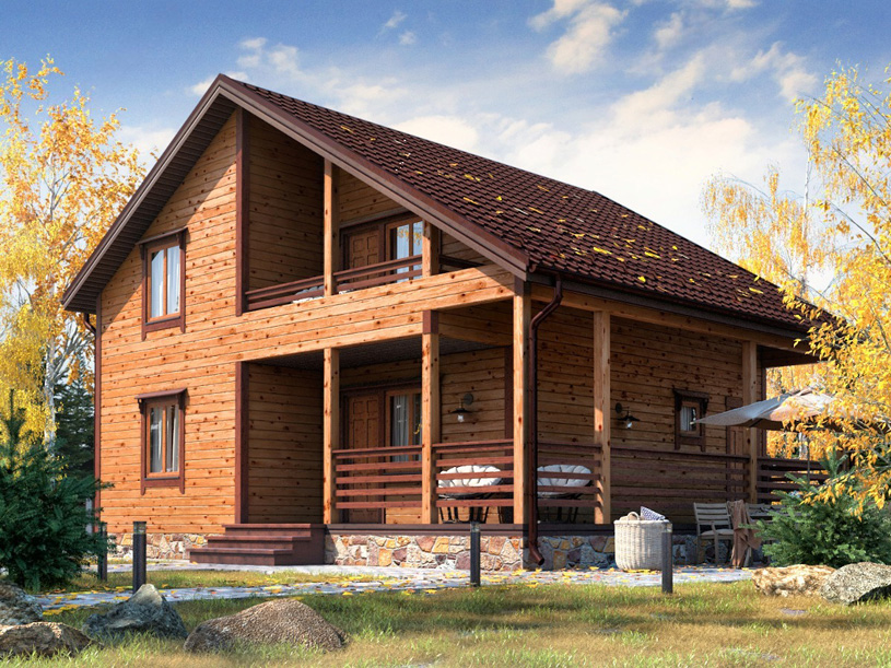 проект дома из бруса с мансардным этажом