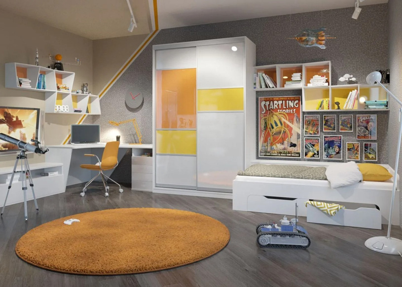 Практичные фасады шкафа-купе для семьи с детьми