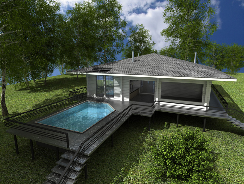Проект деревянного дома с бассейном. Архитектор Юрий Чаплыгин