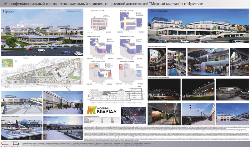 Многофункциональный торгово-развлекательный комплекс с подземной автостоянкой «Модный квартал». Иркутск. Проектная организация: ООО «СТБ-Проект»