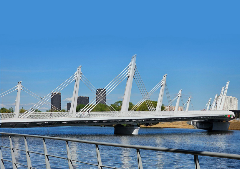 Пешеходный мост через Нагатинский затон в Москве | АО «Проектирование мостов и тоннелей»