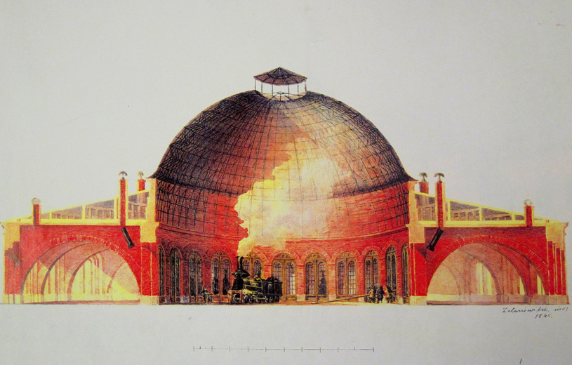 Круговое депо Николаевской железной дороги. Разрез. 1845 г.