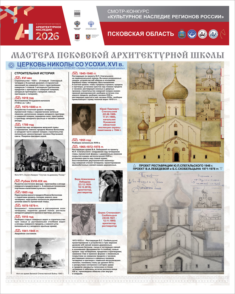 Церковь Николы со Усохи: восемь десятилетий реставрации. Министерство культурного наследия Псковской области