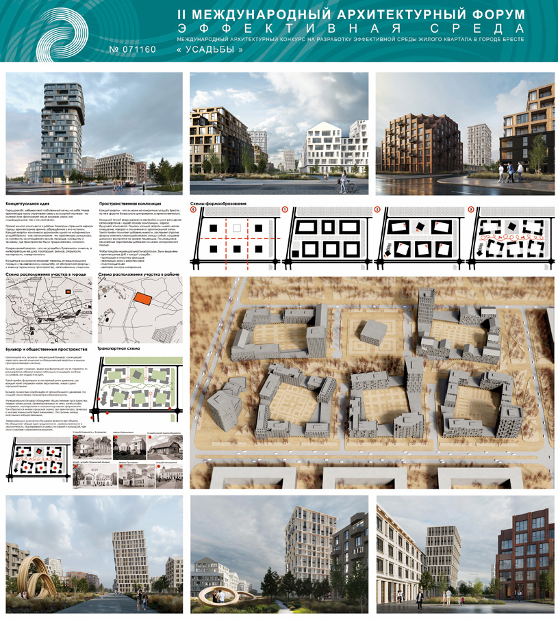 Международный архитектурный конкурс на разработку эффективной среды жилого квартала в городе Бресте. Проект «УСАДЬБЫ». Дарья Лавринова и Алексей Лаврухин (Россия)