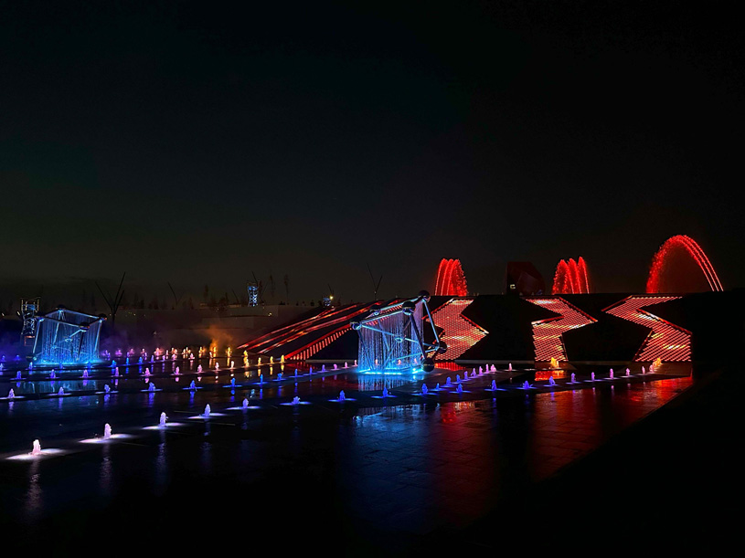 Подсветка фонтана «Стальное сердце Родины»