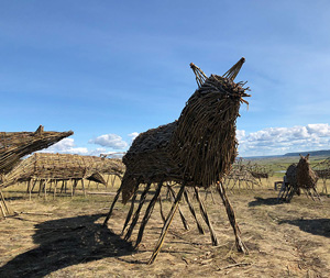 Ленд-арт объект «Священный табун мифических лошадей» Николая Полисского на V якутской биеннале современного искусства BY-18