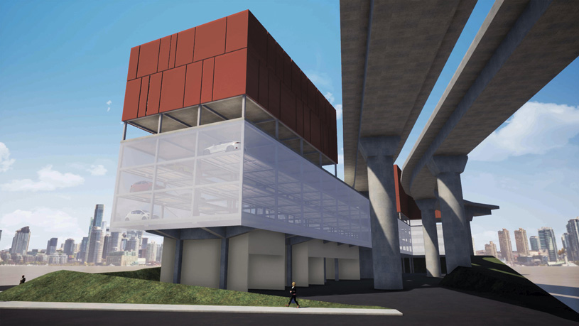 Механизированная парковка на 627 м/мест. Автор: Кирилл Ерзовский (МАРХИ)