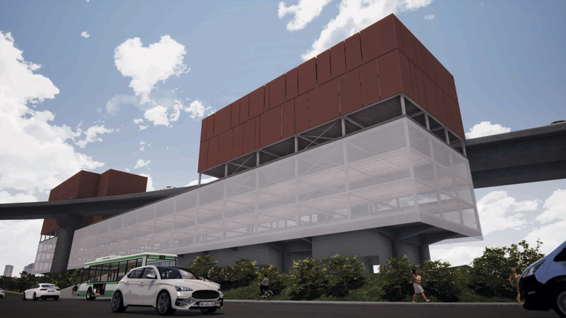 Механизированная парковка на 627 м/мест. Автор: Кирилл Ерзовский (МАРХИ)