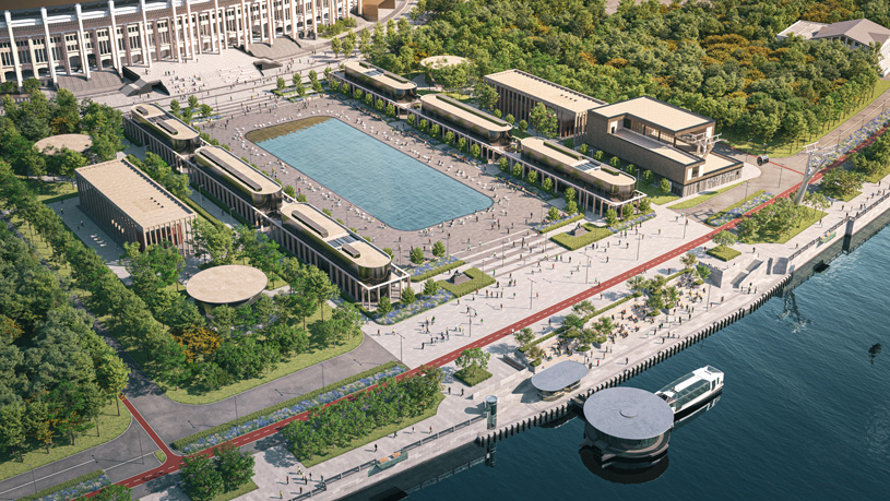 ООО «Архиком» . Работа: «Комплекс павильонов центральной площади Олимпийского комплекса «Лужники», г. Москва