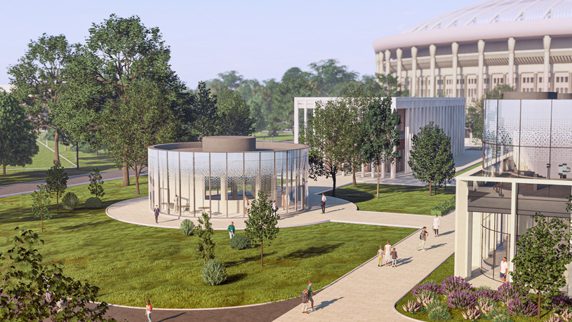 ООО «Архиком» . Работа: «Комплекс павильонов центральной площади Олимпийского комплекса «Лужники», г. Москва