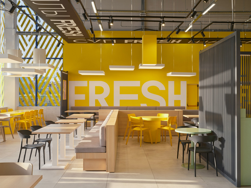 Интерьер ресторана Lenta Fresh Cafe в Санкт-Петербурге | finoarte