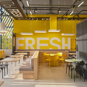 Интерьер ресторана Lenta Fresh Cafe в Санкт-Петербурге | finoarte