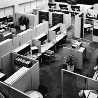 Типмчный офисный дизайн с применением модулей. 1978 год. Фото: arnoldsofficefurniture.com