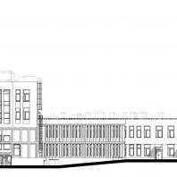 Школа на 550 мест и детский сад 140 мест в Санкт-Петербурге. Западный фасад | ООО «БалтИнвест-Проект»