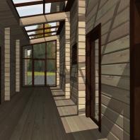 Проект двухэтажного деревянного дачного дома с подвалом, гаражем и баней. Архитектор Сергей Косинов. Новосибирск
